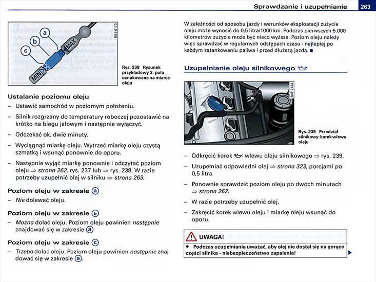 podręcznik  AUDI-A6  instrukcja - 263 Sprawdzanie i uzupełnianie.jpg