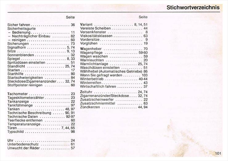 Instrukcja obsługi samochodu Sierpień 1979 Wersja niemiecka - Passat-B1-Instrukcja-DE-page-102.jpg